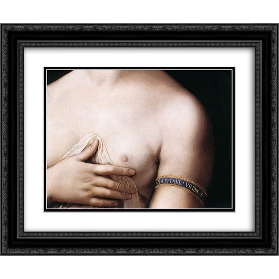 Raphael 2x Matted 24x20 Black Ornate Framed Art Print 'Portrait of a Young Woman [detail: 1]'