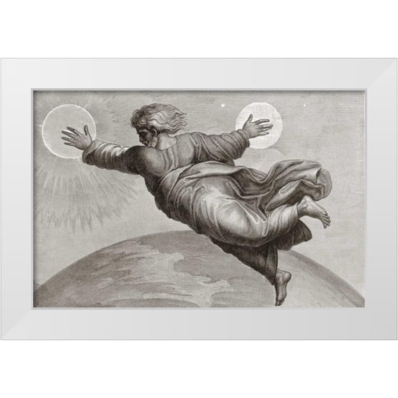 Raphael 32x22 White Modern Wood Framed Museum Art Print Titled - Sun and Moon