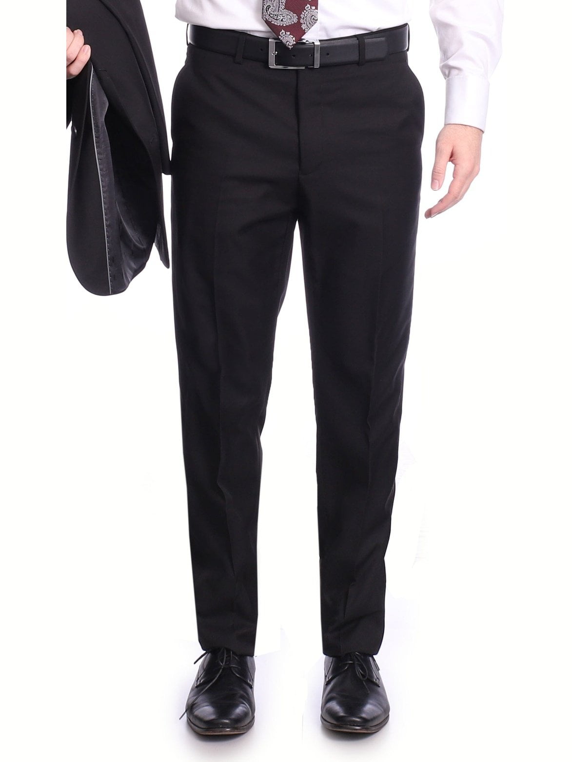 Slim Fit Flat Front Pre-Hemmed Dress Pants (White) OS-900 main image 1