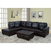 Raphael Faux Leather Left Facing Sectional Sofa With Ottoman, Multiple Colors