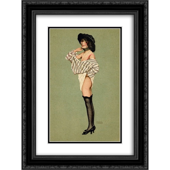 Raphael Kirchner 2x Matted 18x24 Black Ornate Framed Art Print 'Premiereáveil'