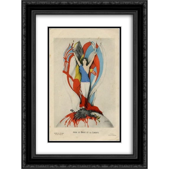 Raphael Kirchner 2x Matted 18x24 Black Ornate Framed Art Print 'To the Right and Freedom'
