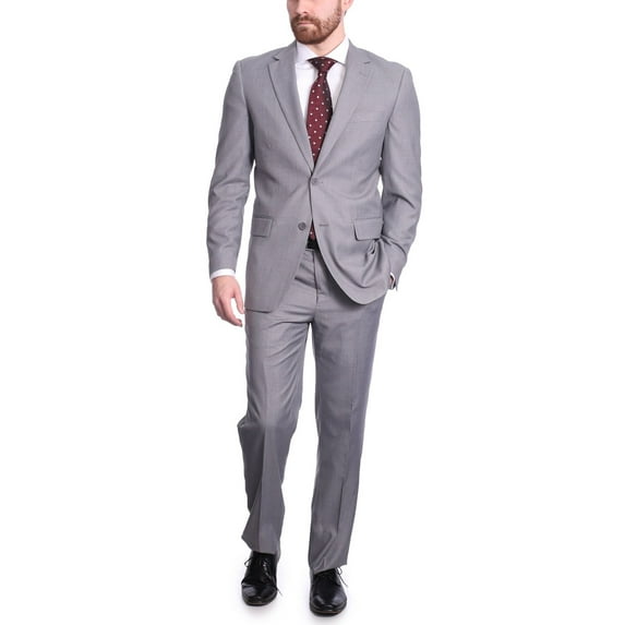 Raphael Men's Slim Fit Light Gray Wool-touch Two Button 2 Piece Suit