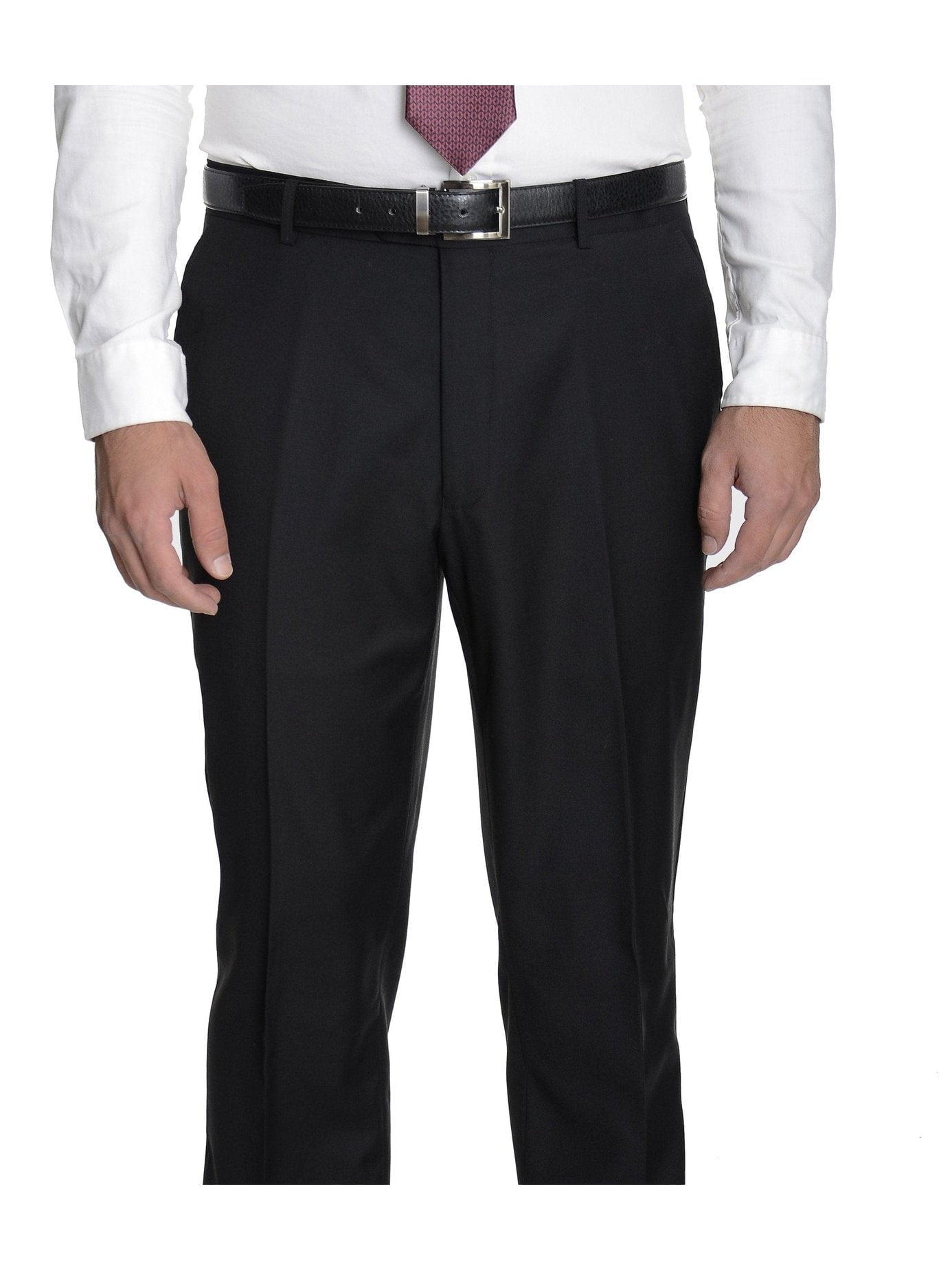 Raphael Mens Classic Fit Solid Black Flat Front Wool Dress Pants ...