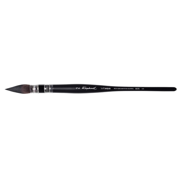 Raphael SoftAqua Synthetic Squirrel Watercolor Brush, Quill, 2