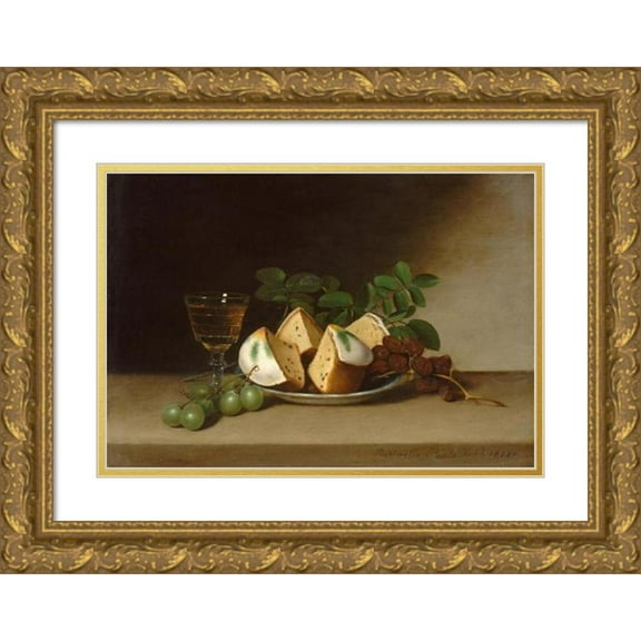 Raphaelle Peale 14x11 Gold Ornate Wood Frame and Double Matted Museum Art Print Titled - Still Life with Cake (1818)