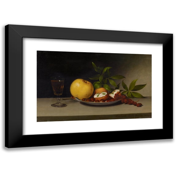 Raphaelle Peale 18x13 Black Modern Framed Museum Art Print Titled - Still Life with Fruit, Cakes and Wine (1821)
