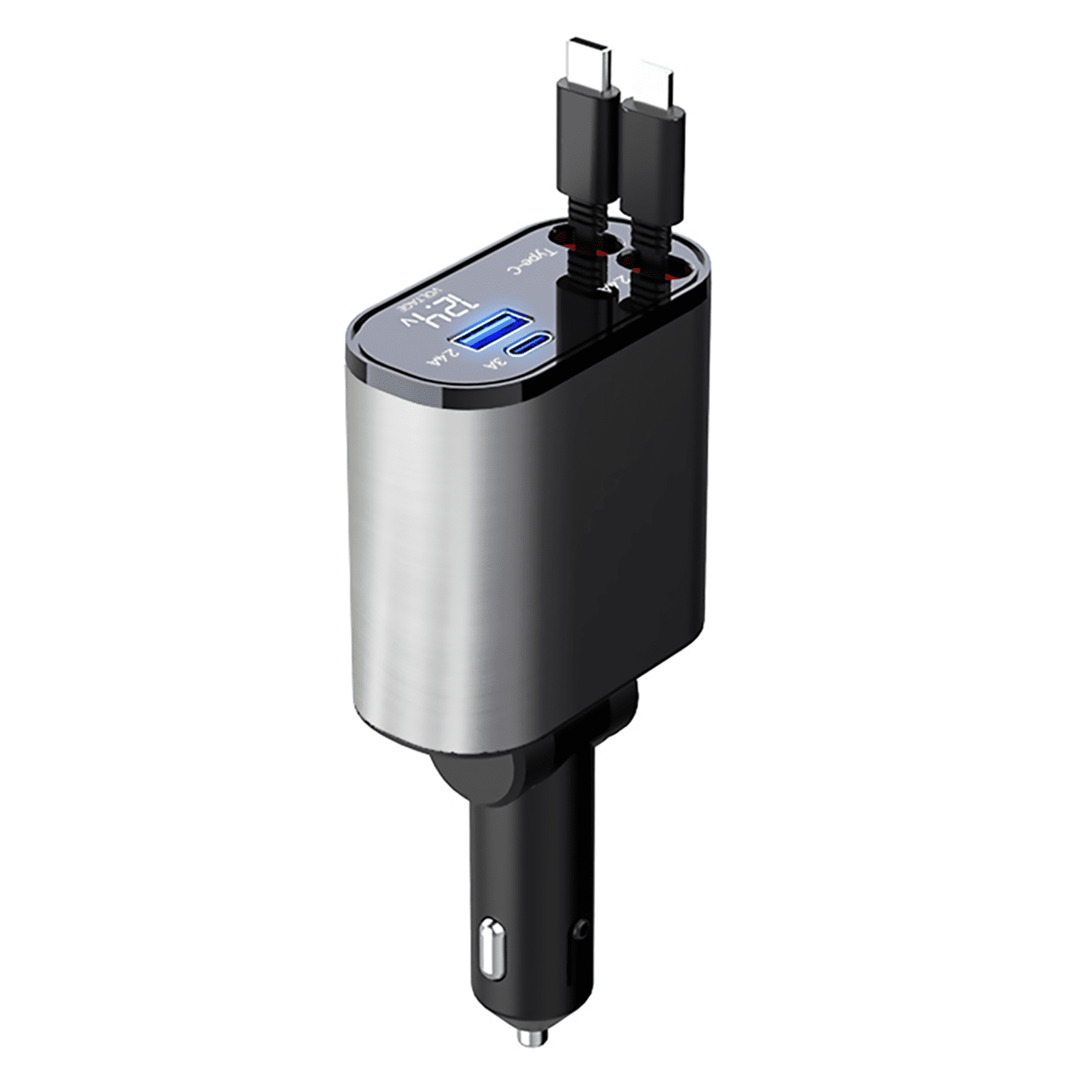 Rapid 100W Car Charger with Dual USB Flexible Telescopic Line Fast Charging for Multiple Devices