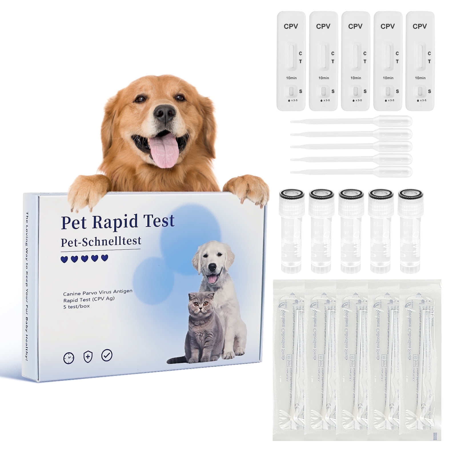 Rapid 5-Piece Health C PV Test Kit for Dogs Accurate Quick