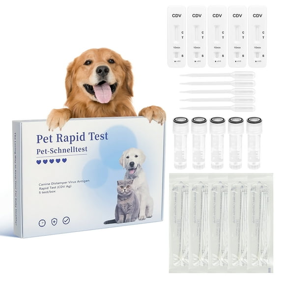 Rapid 5-Piece Healthy Test Kit for Dogs - Accurate & Quick Home Detection of CDV in Ocular, Nasal in 5-10 Minutes! Easy to Use Non-Invasive Diagnosis Tool Suitable for All Breeds & Ages