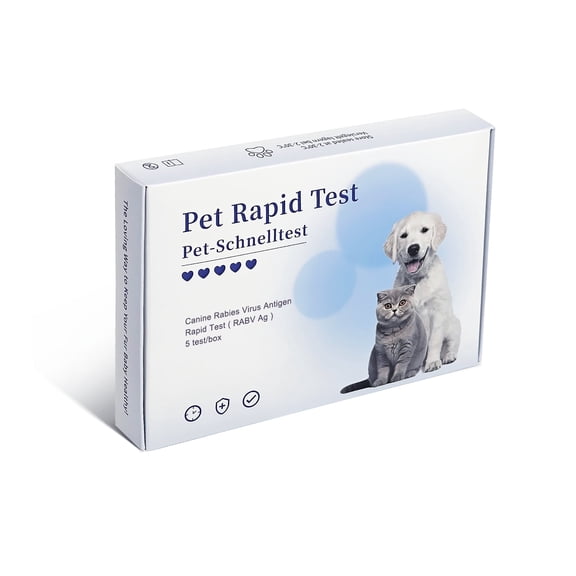 Rapid 5 Piece RABV Antigen Test Kit for Dogs& Cats, Accurate & Quick Home Detection in Saliva 5-10 Minutes! Easy to Use Non-Invasive Diagnosis Tool Suitable for All Breeds & Ages