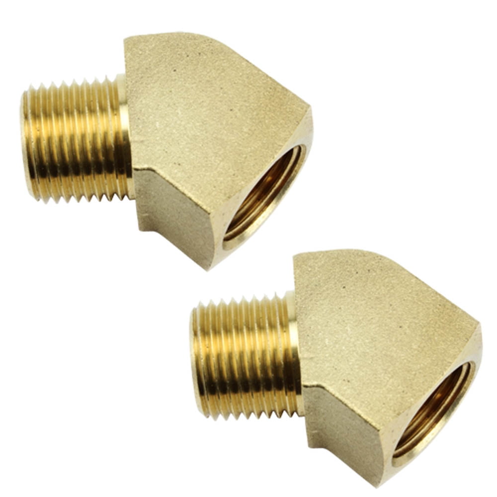 Rapid Air 45 Degree 1/2" NPT Pipe Thread Solid Brass Street Elbow Fitting 2Pack