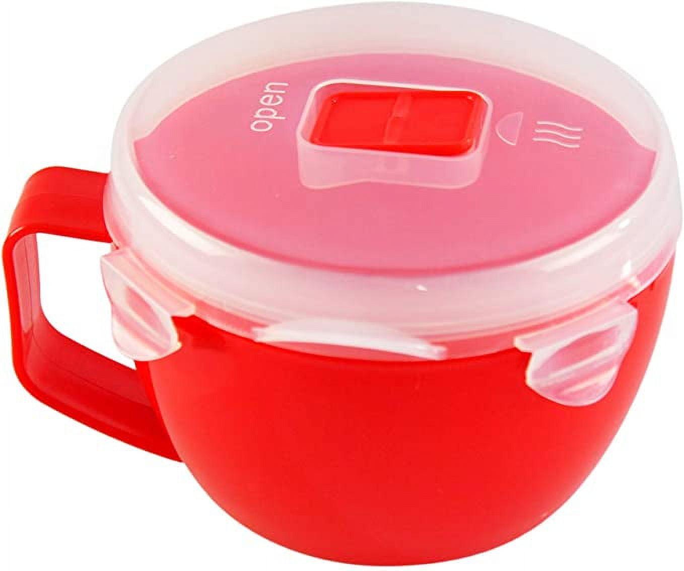 Rapid Noodle Cooker/Soup Bowl with Lid. Microwave Soup & Noodles in Minutes  (red)