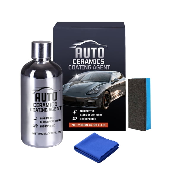 Rapid Car Ceramic Coating Spray Car Care Kit(With Cleaning Sponge & Cloth), NanoCeramic Paint Sealant for Durable Shine & Scratch Protection,3.38 FL OZ
