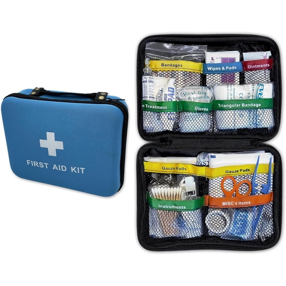 Rapid Care First Aid 160-Piece All-Purpose First Aid Kit for Home, Office & Car  Compact Color Coded Emergency Preparedness Kit with CPR Barrier, Emergency Blanket, Ice Pack & Other Essentials