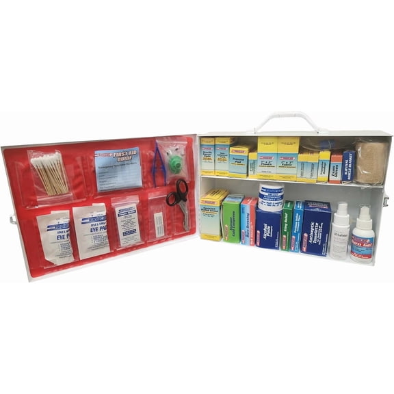 Rapid Care First Aid 80097 2 Shelf All Purpose First Aid Kit Cabinet, 500+ Pieces, Class A+, Exceeded OSHA and ANSI Z308.1 2015, Wall Mountable