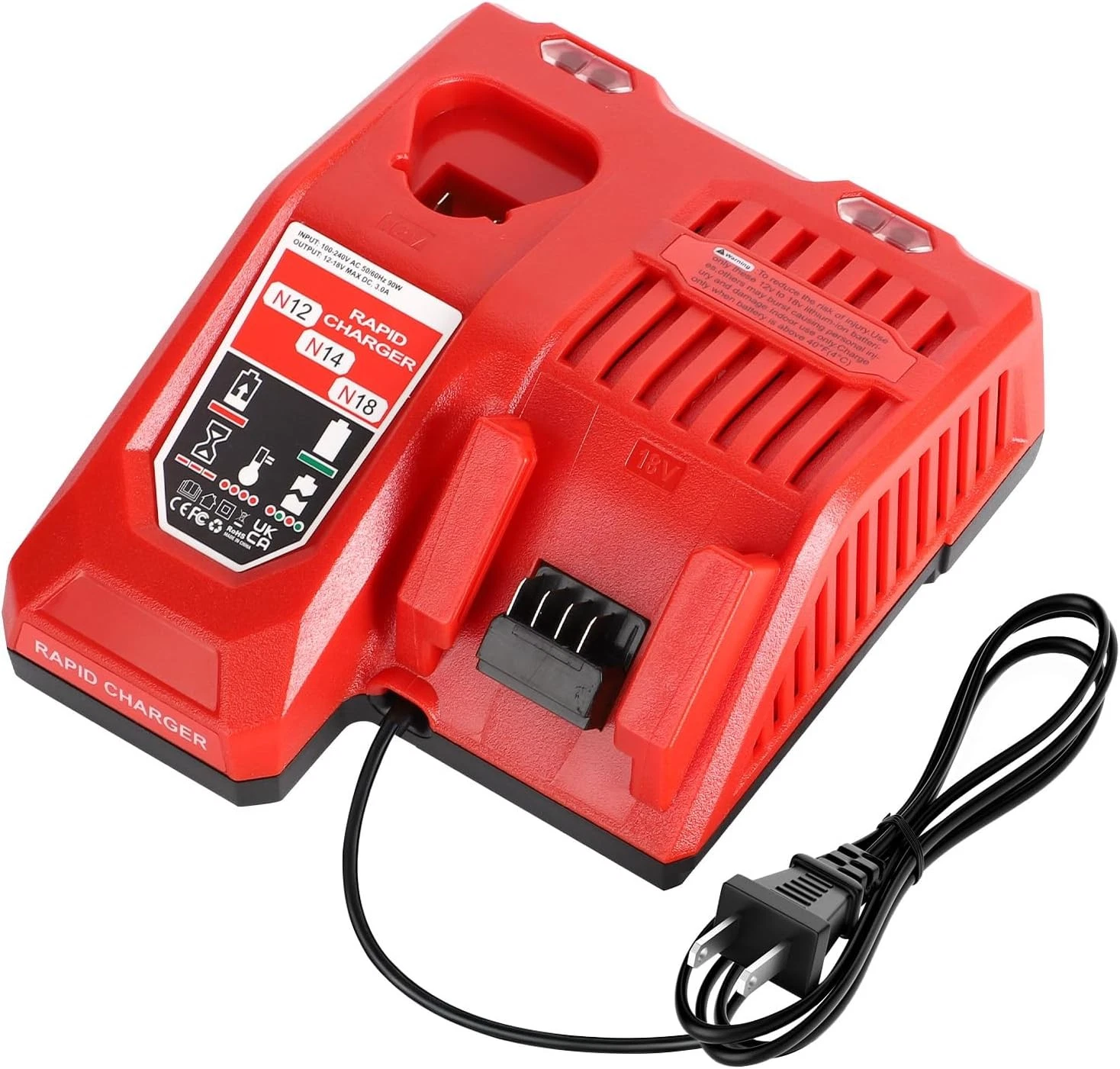 M18 M12 Rapid Charger For Milwaukee 48-59-1812 M12-18C Li-Ion Battery 12V-18Volt