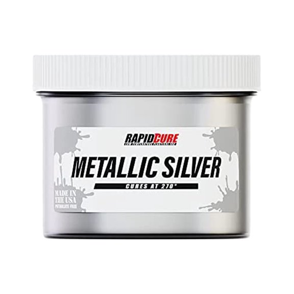 Rapid Cure® Metallic Silver Screen Printing Plastisol Ink - 8 oz.