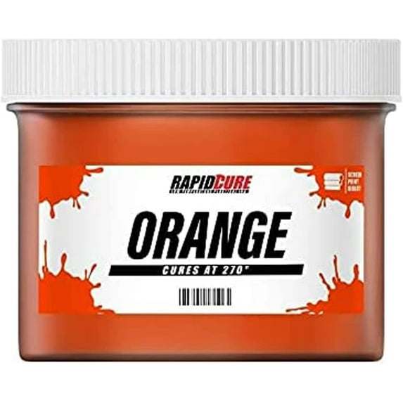Rapid Cure Orange Screen Printing Ink (8oz.) - Plastisol Ink for Screen Printing Fabric - Low Temperature Curing Plastisol by Screen Print Direct - Fast Cure Ink for Silk Screen and Mesh