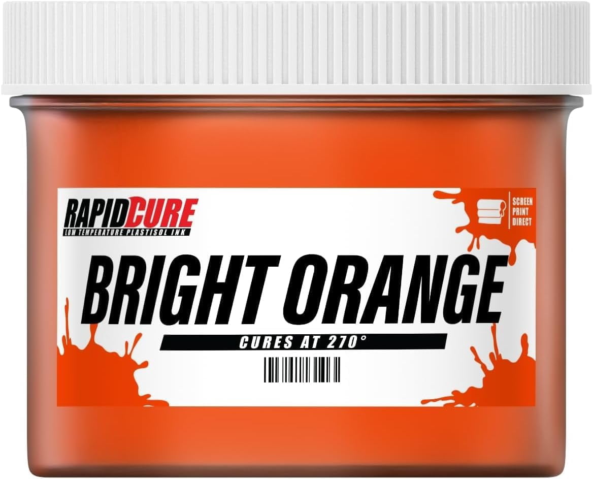 Rapid Cure® Screen Printing Ink Bright Orange - Plastisol Ink for Screen Printing, Fast Curing Fabric Paint - Screen Print Direct®, USA Made (3.5Gallon - 448oz., Bright Orange