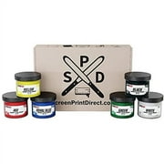 Rapid Cure® Standard Screen Printing Ink Kit - 6 Color Plastisol Ink for Screen Printing Fabric - Low Temperature Curing 8 oz. Plastisol Ink by Screen Print Direct® - Inks for Silk Screens and Mesh