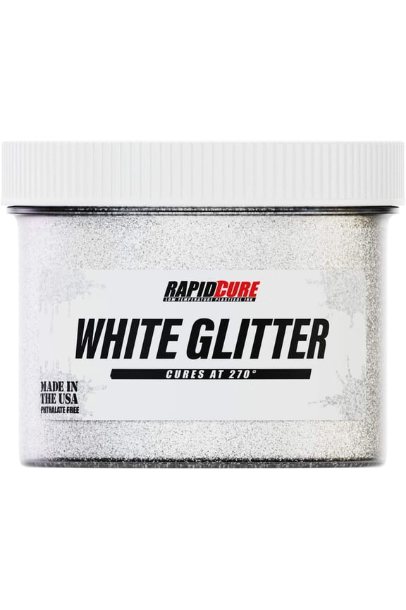 Rapid Cure White Glitter Screen Printing Ink - Silk Screen Ink for Fabric and Textiles, Non Phthalate Formula for Shirt Printing - Perfect Addition to Your Screen Printing Kit (8 oz.)