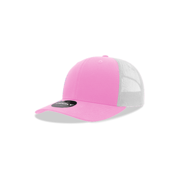 Decky 5019 Youth 6 Panel Mid Profile Structured Cotton Trucker Hat-Pink/White