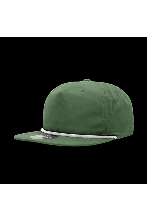 6032-7FORWHT 5 Panel High Profile Relaxed Cotton Blend Rope Hat, Forest & White - One Size Fits Most