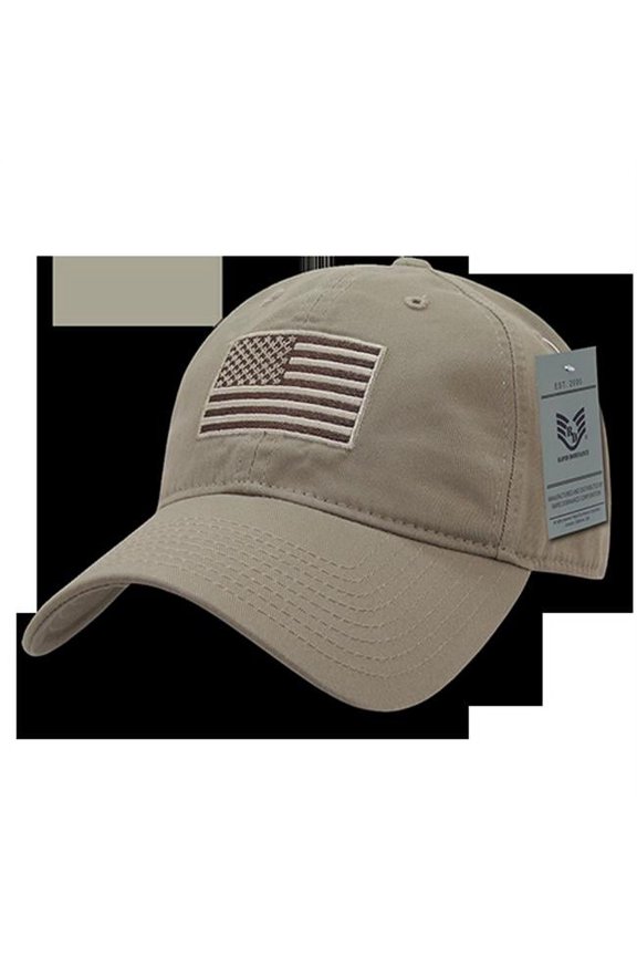 A03-1TSA-KHA Tonal Flag Relaxed Graphic Cap, Khaki