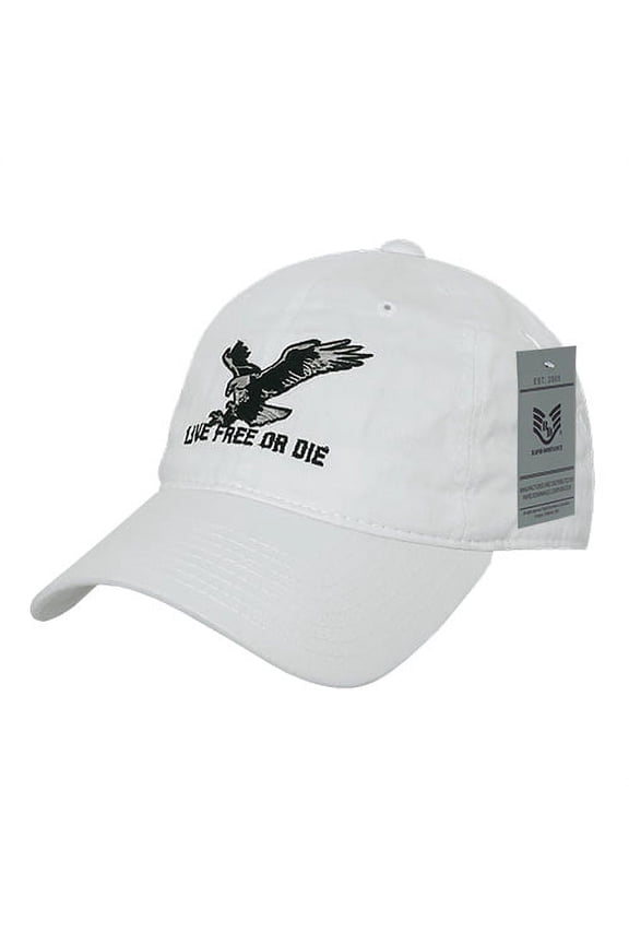 A03 - Polo Style USA Caps-Live Free or Die Wht
