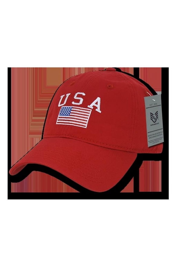 A03-RED Relaxed USA Flag Graphic Cap, Red