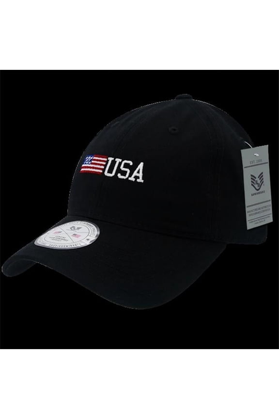 A03-USA3-BLK Side US Flag Relaxed Graphic Cap, Black - One Size