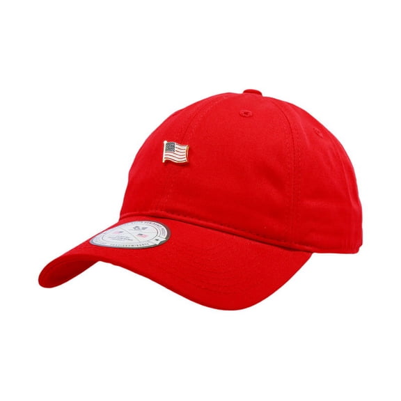 Metal Pin Relaxed Cap, USA, Red