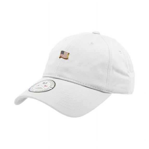 Metal Pin Relaxed Cap, USA, White