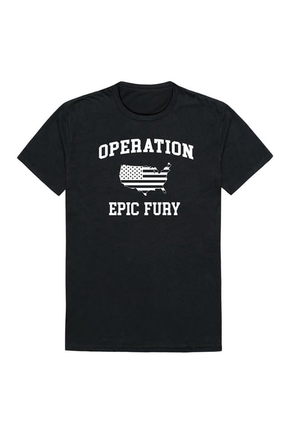 AM0-262-BLK-04 Operation War Epic Fury Map Short Sleeve T-Shirt, Black - Extra Large