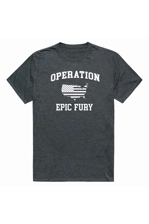 AM0-262-HCH-03 Operation War Epic Fury Map Short Sleeve T-Shirt, Heather Charcoal - Large