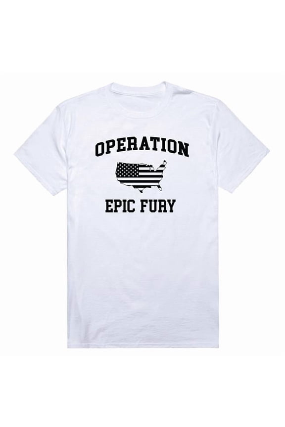 AM0-262-WHT-01 Operation War Epic Fury Map Short Sleeve T-Shirt, White - Small