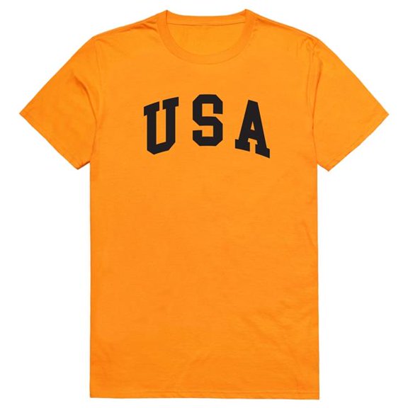 Rapid Dominance AM3-217-GLD-04 America Basic USA Text Short Sleeve T-Shirt, Gold - Extra Large