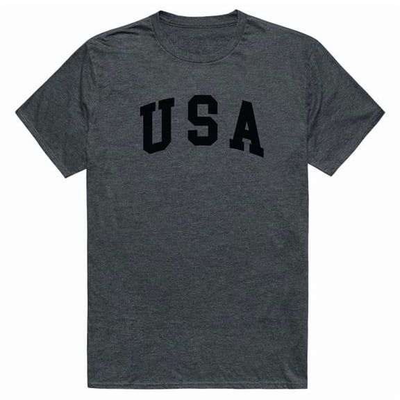 Rapid Dominance AM3-217-HCH-04 America Basic USA Text Short Sleeve T-Shirt, Heather Charcoal - Extra Large