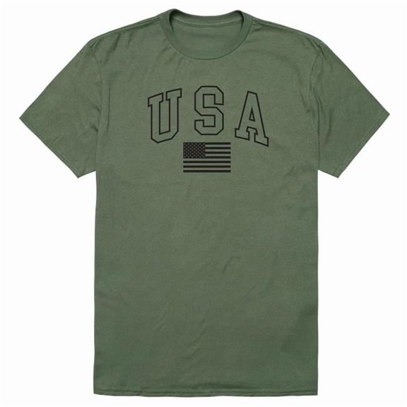 Rapid Dominance AM3-218-OLV-04 America Basic USA with Flag Short Sleeve T-Shirt, Olive - Extra Large