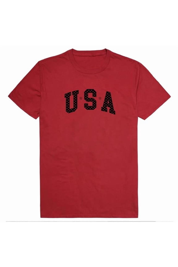 AM3-220-CAR-01 America Basic USA with Stars Short Sleeve T-Shirt, Cardinal - Small