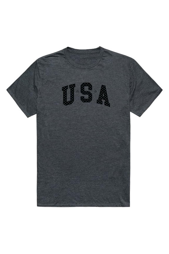 AM3-220-HCH-01 America Basic USA with Stars Short Sleeve T-Shirt, Heather Charcoal - Small
