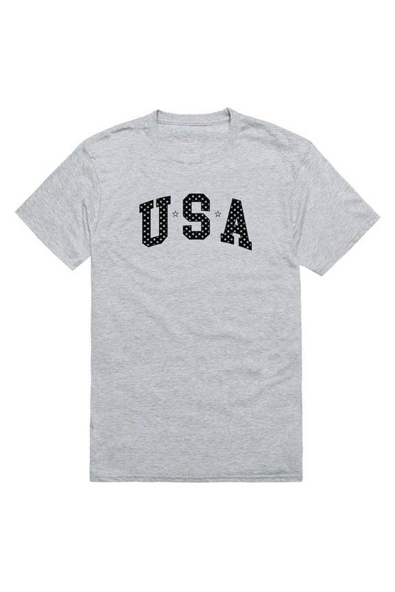 AM3-220-HGY-02 America Basic USA with Stars Short Sleeve T-Shirt, Heather Gray - Medium