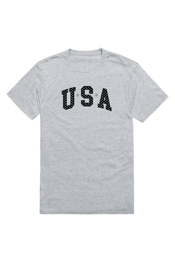 AM3-220-HGY-03 America Basic USA with Stars Short Sleeve T-Shirt, Heather Gray - Large