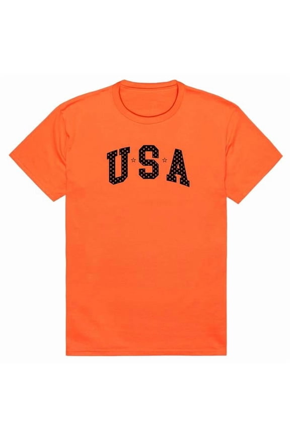 AM3-220-ORN-04 America Basic USA with Stars Short Sleeve T-Shirt, Orange - Extra Large