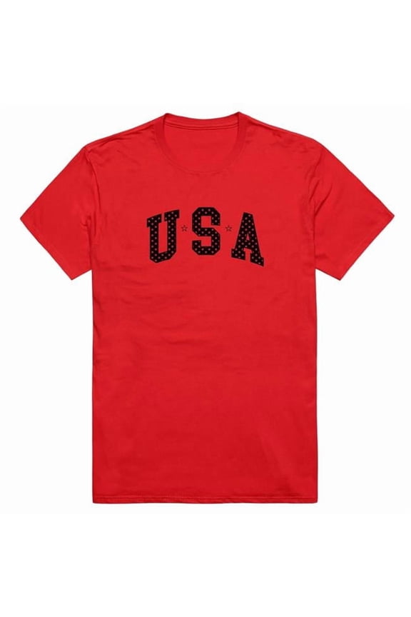 AM3-220-RED-04 America Basic USA with Stars Short Sleeve T-Shirt, Red - Extra Large