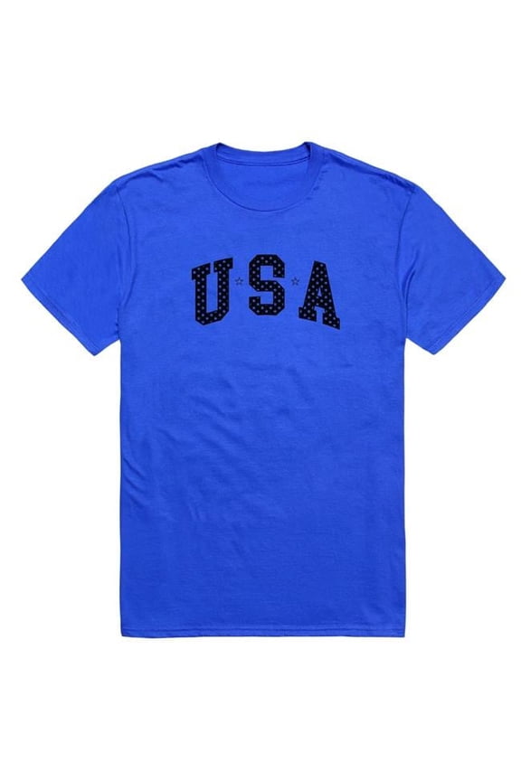 AM3-220-RYL-01 America Basic USA with Stars Short Sleeve T-Shirt, Royal Blue - Small