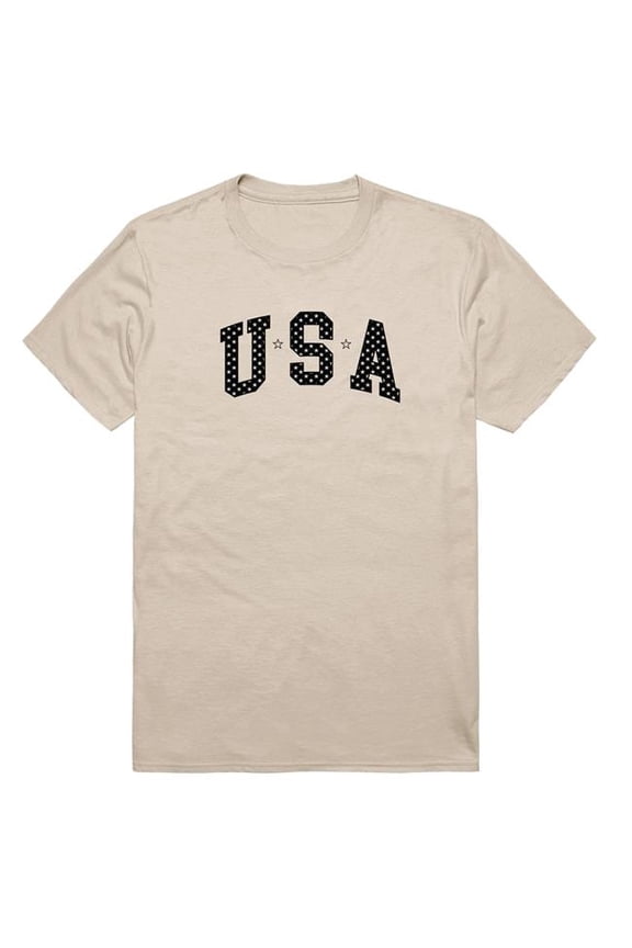 AM3-220-SND-01 America Basic USA with Stars Short Sleeve T-Shirt, Sand - Small