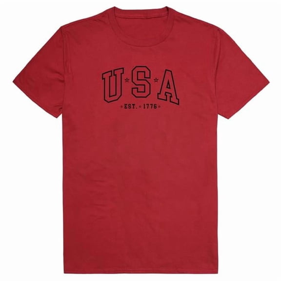 Rapid Dominance AM3-221-CAR-01 America Basic USA Est. 1776 Short Sleeve T-Shirt, Cardinal - Small