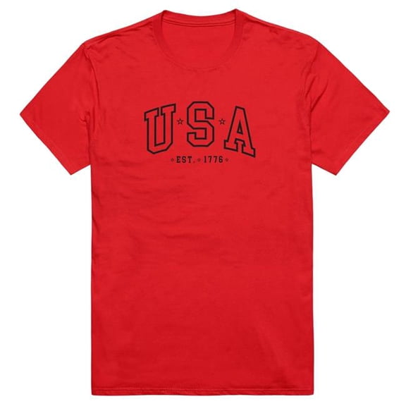 Rapid Dominance AM3-221-RED-04 America Basic USA Est. 1776 Short Sleeve T-Shirt, Red - Extra Large